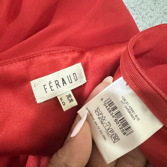 Vintage Féraud Womens Red 100% Silk Beaded Sleeveless Halter Long Dress Size 6 - Picture 6 of 10